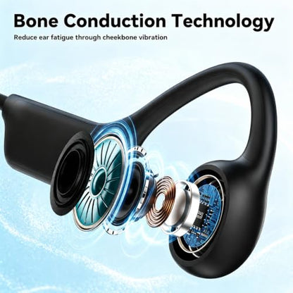 Swimming Headphones, IPX8 Waterproof Bone Conduction Headphone Wireless Underwater Earbuds with 32GB Memory for Swimming, Cycling, Marathon