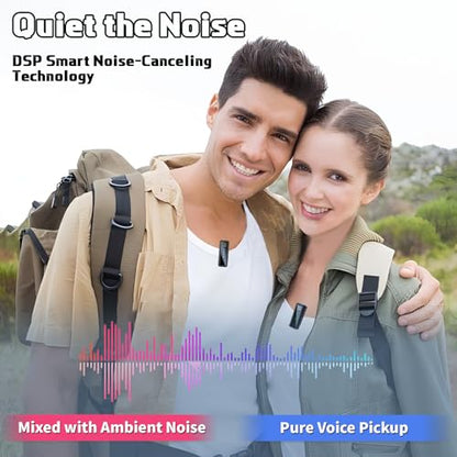 Wireless Lavalier Microphone with Noise Cancellation, 6 Hours of Battery, Wireless Mini Microphone for iPhone, Android, Record Interview, Vlogs