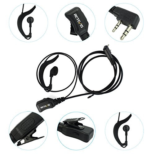 Retevis Walkie Talkie Earpiece with Mic, G Shape, for RT22/RT68/RT21/H777 | Volume Adjust, 2 Pin Compatible with Baofeng, Pxton, Kenwood Two Way Radios, 2 Way Radio Earpiece, Retails, Schools(10 Pack) - style: Volume Adjustable