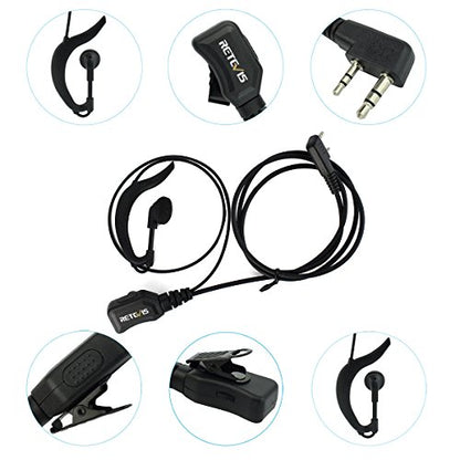 Retevis Walkie Talkie Earpiece with Mic, G Shape, for RT22/RT68/RT21/H777 | Volume Adjust, 2 Pin Compatible with Baofeng, Pxton, Kenwood Two Way Radios, 2 Way Radio Earpiece, Retails, Schools(10 Pack) - style: Volume Adjustable