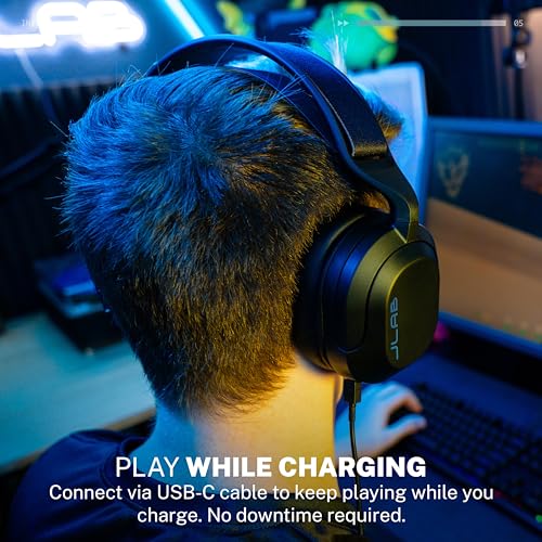 JLab Nightfall Wireless Gaming Headset, Bluetooth 5.3, Black - color: Black