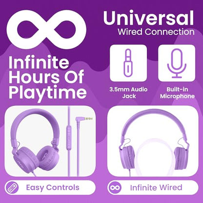 Puro Sound Labs - Kids Headphones, Volume-Limiting 85dB, PuroBasic, Purple | Adjustable, Safer & Comfortable Headphones for Kids – Compatible with PCs, Smartphones & Tablets, Ideal for School & Travel - color: Purple
