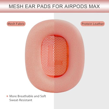 GEVO Upgraded Ear Cushions Replacement Earpads for AirPods Max 1 & 2 Headphones, Mesh Fabric Ear Pads Ear Covers Cups with Memory Foam and Magnet for AirPods Max 1 & 2 (Pink) - color: Pink