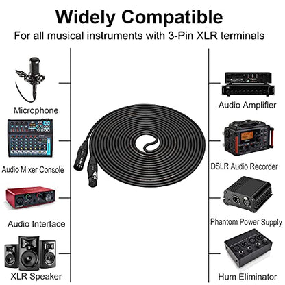 XLR Cables for Microphone 50 Feet 2-Pack - size: 2-Pack 50ft