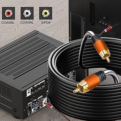 Digital Coaxial Audio Cable 16.5FT, 1RCA Male to 1RCA Male for Subwoofer, Home Theater, Video/Audio, Rear View Parking Camera - style: 16.5FT