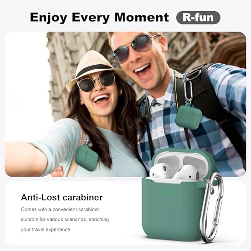 for AirPods 2nd/1st Case Silicone Cover, Pine Green | Compatible with Apple AirPods 2nd/1st (2019/2016) Generation with Keychain & Cleaner Kit, Wireless Charging Compatible - color: E1-Pine Green