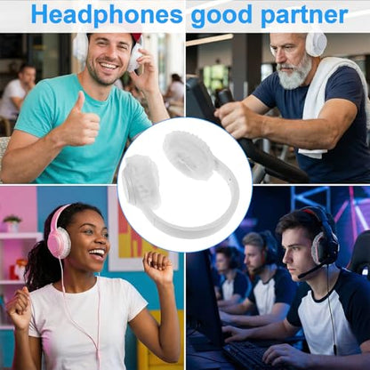 100 Pieces Disposable Headphone Covers 100 Pcs Plastic Barrier For Headphones Non-Woven Hygiene Covers For Ears, Stretch Earphone Earcup Protector Sanitary Earpad Cover For Gyms Offices More Ear White