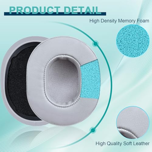 HAOMUK Replacement Ear Pads for Skullcandy Crusher Wireless/Evo/ANC Hesh 3/EVO/ANC, Headphones Ear Cushions, Headset Earpads, Ear Cups Cover-Grey - color: Grey