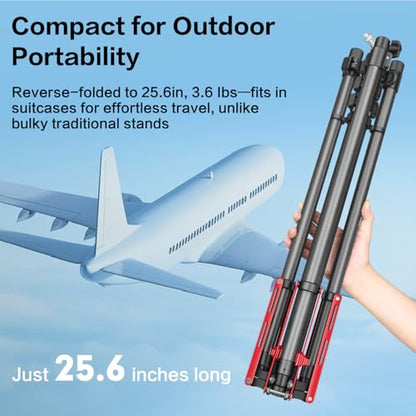 FreeSea MT-03C Carbon Fiber Tripod, Adjustable Heavy Duty Light Stand - color: Carbon Fiber
