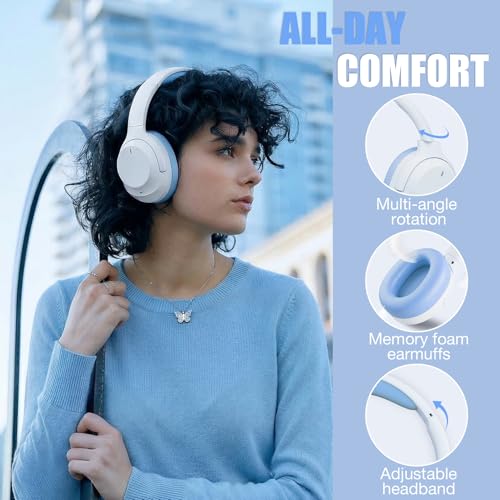 Upgraded Pro‑level Hybrid Active Noise Cancelling Headphones, HD Sound & Big Bass, 2X Softer Comfort, Long ANC Playtime, Wireless Over-Ear Bluetooth Headphones Perfect for Home Office|Travel|Pair - color: Blue