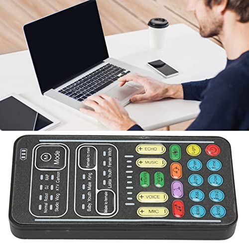 Voice Changer, Portable Handheld Sound Card with Reverb, Gaming Voice Modulator for Live Streaming, Real Time Vocal Effects, Multifunction Audio Mixer for PC Desktop