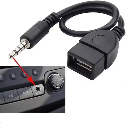 USB to AUX Adapter Cable, 3.5mm Male Plug to USB 2.0 Female Converter, Gold-Plated, 20cm/8-inch for Car Audio