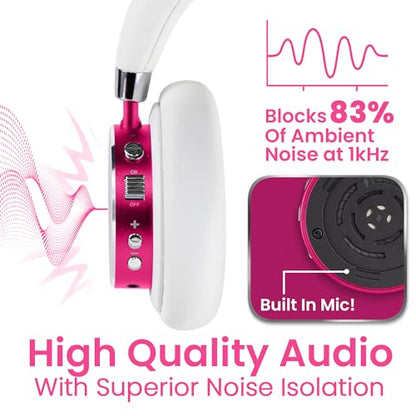 Puro Sound Labs BT2200 Plus Volume Limited Headphones for Kids - Bluetooth, Studio-Grade Audio, Over-Ear & Comfy Design, 20-Hour Battery Life, Easy to Connect Wireless Headphones for Kids, Blue & Pink