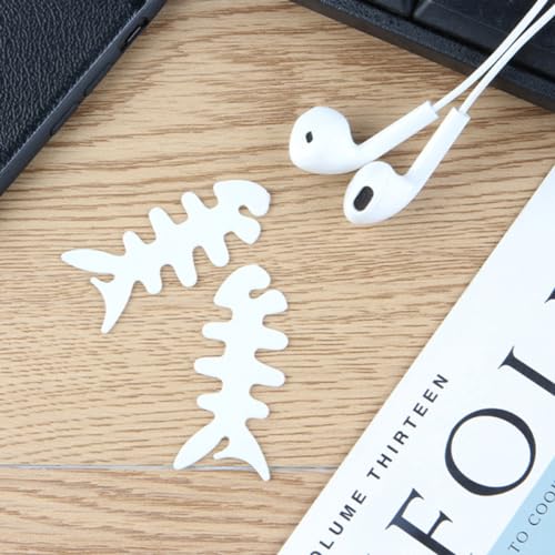 Artibetter 200pcs Fish Bone Cable Winder Silicone Earphone Line Organizer Creative Cable Storage for Home Design Random Colors