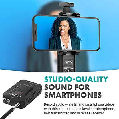 Movo WMX-7-SP VHF Wireless Lavalier Microphone System for Smartphones - Wireless Lav Mic for iPhone and Android - 16 Channel Handheld Receiver - Microphone with Wireless Audio Transmitter