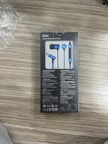 SoundMAGIC E50C Wired Earbuds, with Mic, in-Ear Monitor, 3.5mm Jack, Blue | Clear bass, Balanced HiFi sound, Noise isolation, Solid alloy shell, Inline mic & remote, Tangle-free cable, Comfortable fit - color: Blue