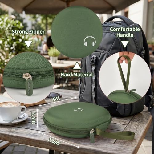 Comecase Headphone Case for JBL Tune 770NC，for JBL Live, 770NC, 660NC, 650B | Adjustable Divider, Cable Space and Carry Handle for Commuting, Gym and Travel, Students and Music Lovers - Military Green - color: Military Green