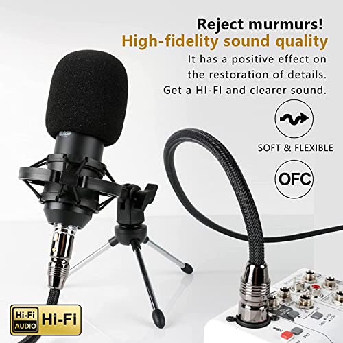 SKW Single Mic XLR Cable, XLR Male to Female Microphone Cables Nylon Jacket 32.8ft/10M | mic cord, dual foil braid shielding, self-locking connectors, for Shure SM7B Rode mixer preamp audio interface studio podcast