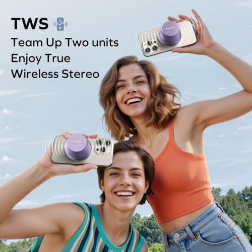 MOMAX Magnetic Portable Wireless Speaker, Enhanced Bass & Clear Sound | IPX6 Waterproof with Aluminum Alloy Design & 12H Playtime for Travel, Shower, Kitchen & More - color: Purple