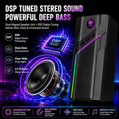 W-206RE Computer Speakers for Desktop PC, Bluetooth RGB Lights