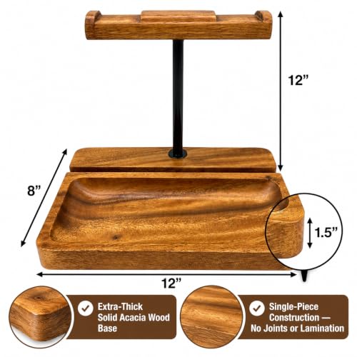 Dual Headphone Stand, Acacia Wood Holder for 2 Headsets, Phone & Tablet - style: Dual Headphone Stand