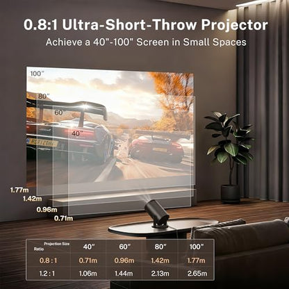 [Built-in Apps] Mini Projector 4K Supported, Android TV OS & Phone Remote - color: Black