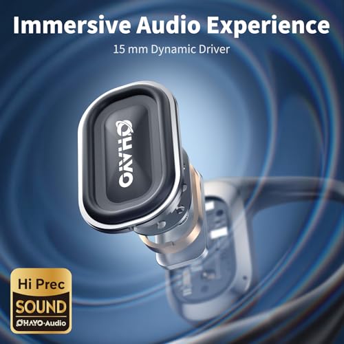 OHAYO Open Ear Headphones,Over Ear Earbuds with Ergonomic Earhook,Bluetooth Headphones 5.4 with Smart Digital Display,40H Playtime,IPX6 Waterproof,Touch Control Operate Fit Cycling,Running,Workout - color: Black