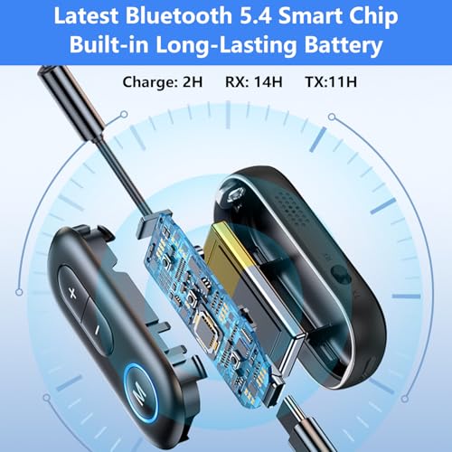 SYENGKKY Bluetooth 5.4 Transmitter Receiver - 2-in-1 Bluetooth Wireless Audio Transmitter for Headphones or BT Devices - 3.5mm Audio Jack Adapter for TV, Airplane, Car, PC, Gym Equipment, Switch
