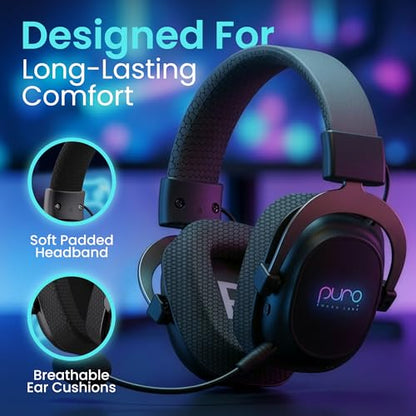 PuroGamer Kids Gaming Headset with Mic, Wireless 85dB Volume Limiting | 2.4GHz low-latency wireless gaming headphones with detachable mic, 32-hour battery, USB-C wired mode and 85dB limit