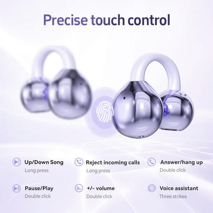 Clip on Earbuds,Open Ear Earbuds Wireless Bluetooth 5.4, Lightweight Open Ear Headphones with Mic 59H Battery,Waterproof, for Sports, Running, Small Ears & Glasses Wearers,Workouts - color: Purple