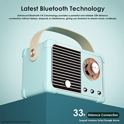 Retro Bluetooth Speaker, Small Speaker Bluetooth Wireless, Blue - color: Sky Blue