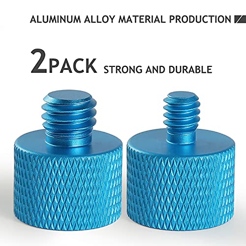 Mic Screw Adapter Thread 5/8 to 1/4 Adapter and 5/8 to 3/8 Adapter Set for Microphone Stand to Tripod and Camera Adapter (Blue)