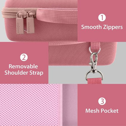 co2CREA Hard and Silicone Travel Case for Bose SoundLink Flex 2/1,Pink | 2nd Gen Compatibility, Dual-Layer Protection, EVA Hard Shell, Silicone Cover, Adjustable Shoulder Strap, Aluminum Carabiner - color: Pink Case
