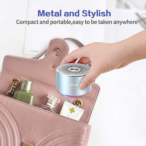 LENRUE Portable Bluetooth Speakers,Wireless Speaker with Clear Sound, Long Playtime, Small Mini Metal Speaker,Christmas Birthday Gifts for Men, Women,Kids(Sky-Blue) - color: Skyblue
