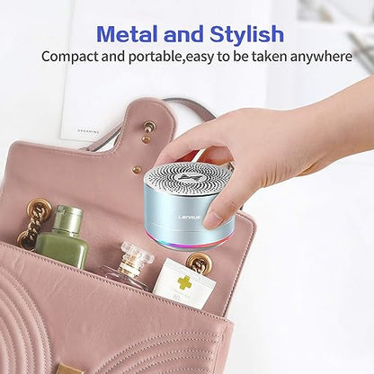 LENRUE Portable Bluetooth Speakers,Wireless Speaker with Clear Sound, Long Playtime, Small Mini Metal Speaker,Christmas Birthday Gifts for Men, Women,Kids(Sky-Blue) - color: Skyblue