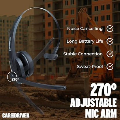 Trucker Bluetooth Headset, Bluetooth 5.0 Noise Cancelling Microphone | Professional Wireless Headset, Adjustable Headband Multi Device Pairing, 24 Hour Battery, Hands Free for Drivers & Work - color: BT3500