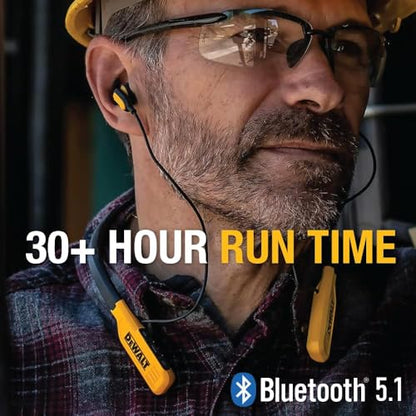 DEWALT Bluetooth Neckband Headphones Protective Case Sets | Wireless Earbuds w/ 30H Playtime, Noise Isolation, IPX6 Jobsite-Ready, EVA Shockproof Water-Resistant Storage Bag Bundle