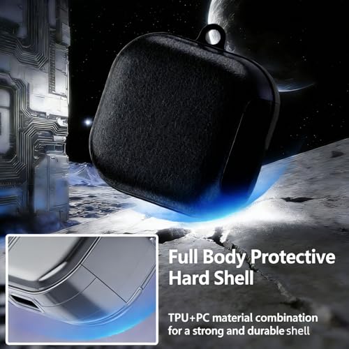Kickstand Case Compatible with Samsung Galaxy Buds 4 /Buds 4 Pro Keychain | Lanyard Cleaning kit Soft TPU and Hard PC, Drop Shockproof Full Protection Cover for Women Men for Galaxy Buds 4 /Buds 4 Pro - color: Black