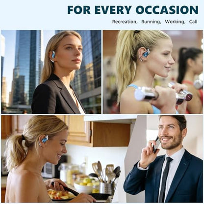 Open Ear Earbuds, Bluetooth 6.0 Wireless Earphones, ENC Mic | Charging Case with 360° Swivel, Dynamic RGB Gradient Lighting, IPX5 , 60H Playtime, Crisp Sound and Secure Comfortable Fit