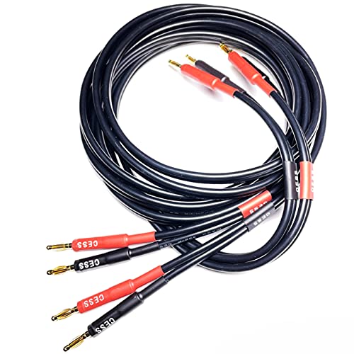CNCESS CESS-037-6f Banana Plug Male to Male Speaker Cable 12 Gauge 680 Strand Count Silicone Soft Wire, 2 Cables (6 FEET) - size: 6 FEET