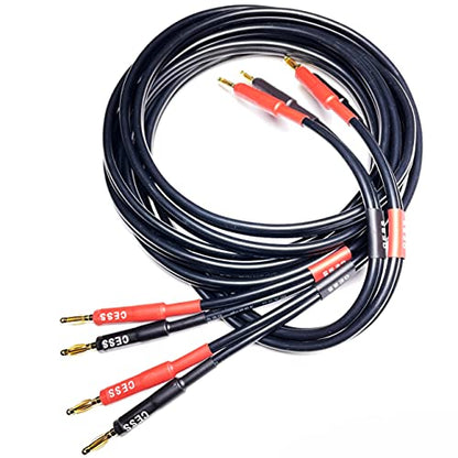 CNCESS CESS-037-6f Banana Plug Male to Male Speaker Cable 12 Gauge 680 Strand Count Silicone Soft Wire, 2 Cables (6 FEET) - size: 6 FEET