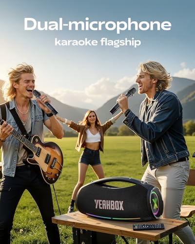 Yeahbox X-Boom X Portable Bluetooth Party Speaker with Dual Mics, 200W Peak - color: Black