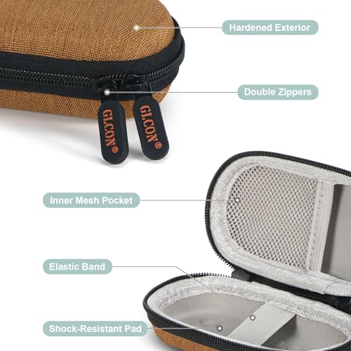 Mini Oval Earbud Case, Hard Shell Carrying Pouch Bag - color: Earth-Yellow