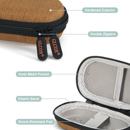Mini Oval Earbud Case, Hard Shell Carrying Pouch Bag - color: Earth-Yellow