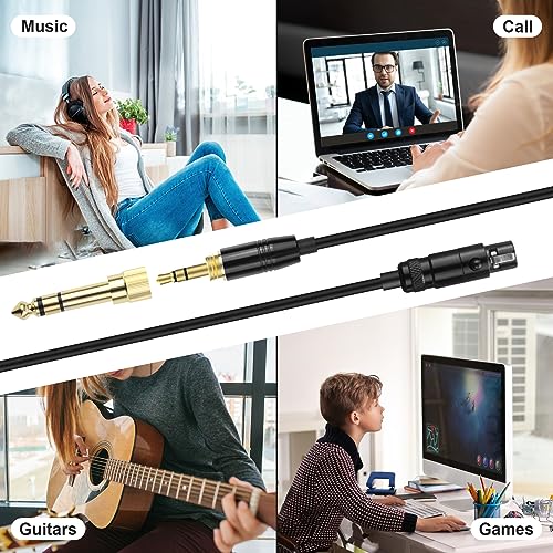 K702 Cable Compatible with AKG Q701 K712 K702 K701 K275 K271 K271S K241 K240 K240S K181 K175 K171 K141 M220 Pioneer HDJ-2000 Headphones, Coiled Aux Cord with 6.35mm Adapter 5ft to 10ft
