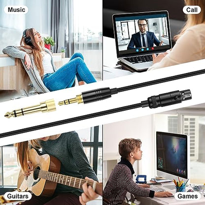 K702 Cable Compatible with AKG Q701 K712 K702 K701 K275 K271 K271S K241 K240 K240S K181 K175 K171 K141 M220 Pioneer HDJ-2000 Headphones, Coiled Aux Cord with 6.35mm Adapter 5ft to 10ft