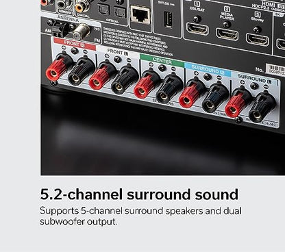 Denon AVR-S670H 5.2 Ch Home Theater Receiver, 8K UHD HDMI Receiver 75W x 5 | Streaming via Built-in HEOS, Bluetooth & Wi-Fi, Dolby TrueHD, Dolby Pro Logic II & DTS HD Surround Sound System for TV - style: AVR-S670H