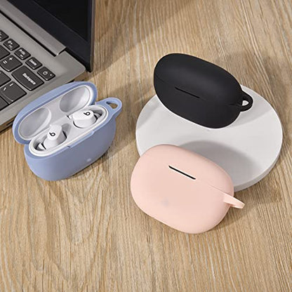AIRSPO Silicone Case Compatible with Beats Studio Buds Case 2021 Soft Protective Cover for Beats Wireless Earbuds with Keychain (Grayish Blue) - color: Grayish Blue