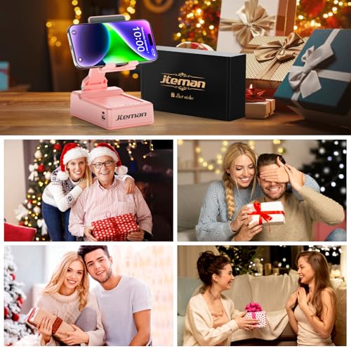 JTEMAN Gifts for Men Women,Cell Phone Stand with Bluetooth Speaker,Cool Tech Gadgets,Unique Birthday Gifts for Men Husband Mom Dad-Pink - color: Pink