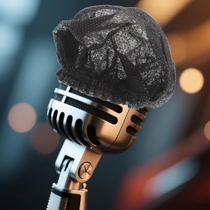 MAGICLULU 200pcs Disposable Microphone Covers Non-woven Windproof Mic Sleeve with Elastic Band for Ktv Recording Studio Interview Noise Reduction